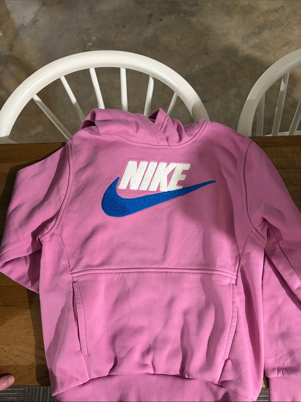 Nike Pink Hoodie with Blue Swoosh - Kids